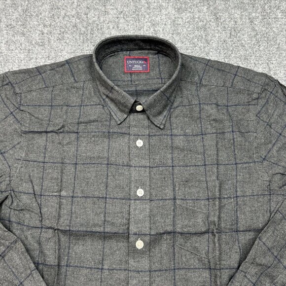 UNTUCKit Angelus Shirt Mens S Reg Fit Gray Window Pane Long Sleeve Button Up New - Picture 4 of 11